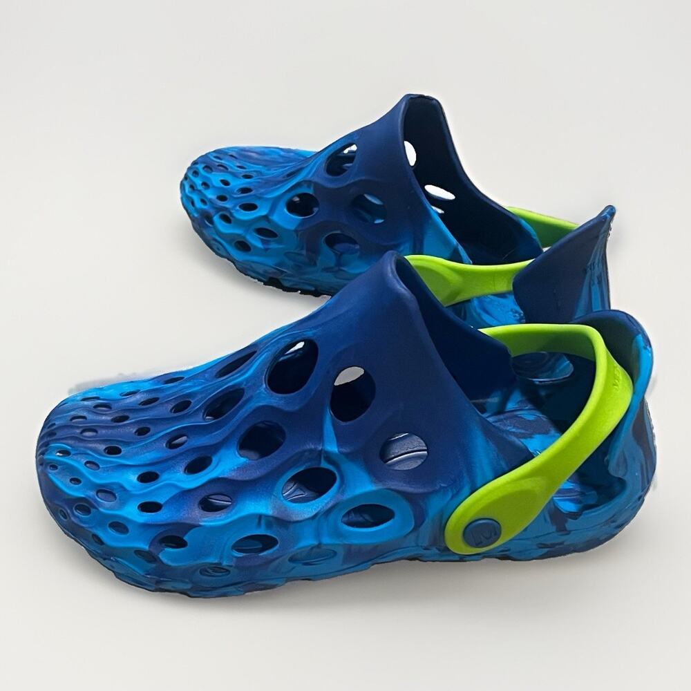 MERRELL Hydro Moc Blue Green Slip On Clogs Water Sandals Youth Size 3 Women 4-5
